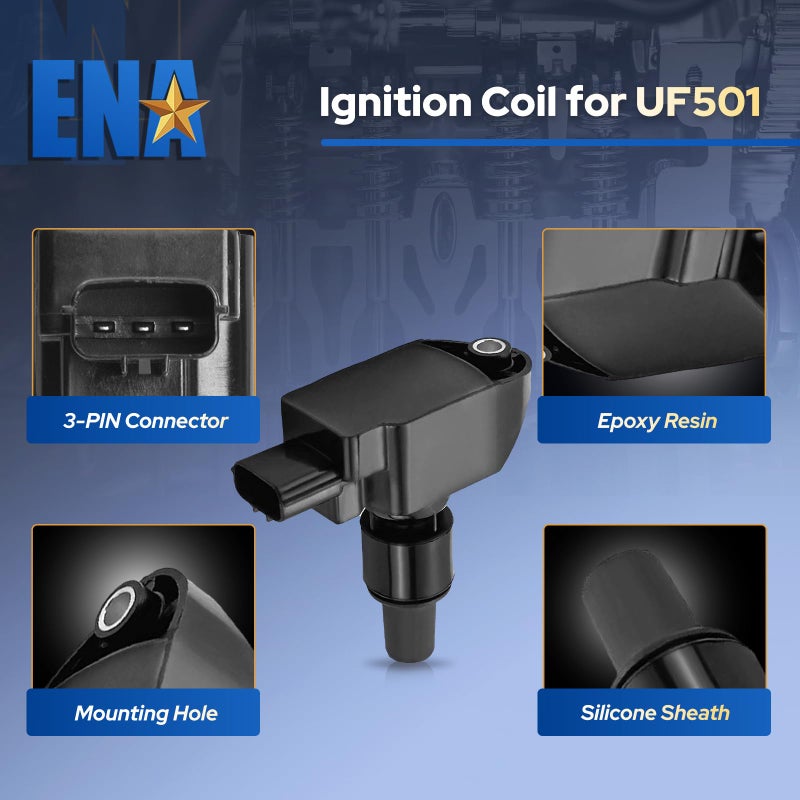 ENA Set of 4 Ignition Coil Pack 1.3 Compatible with Mazda 2004 2005 2006 2007 2008 2009 2010 2011 RX-8 RX8 R2 1.3L Coils Replacement for C1459 N3H118100 UF501 UF-501 5C1450 - Image 2